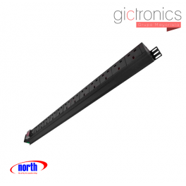 NORTH607-BKL North System Barra Multicontactos de 8 Tomas Vertical 26UR Negro Liso